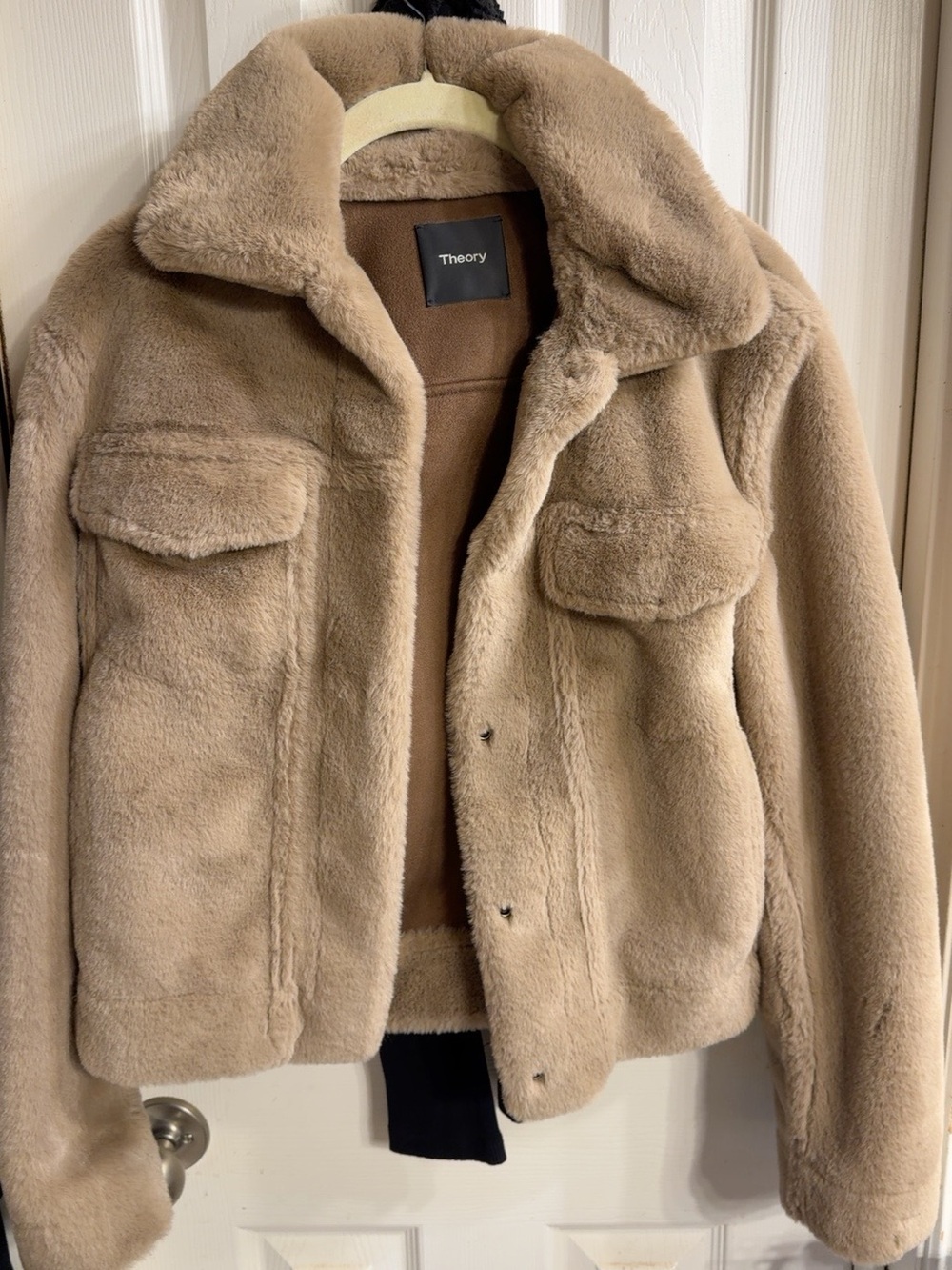 Theory Trucker Jacket Faux Fur Camel Size 00 $595 Retail